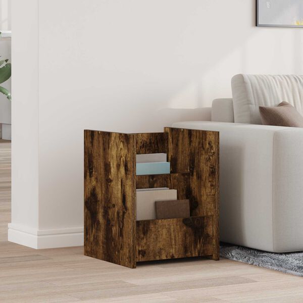 vidaXL Tijdschrift Rek Gerookt eiken 35 x 35 x 45 cm Bewerkt hout