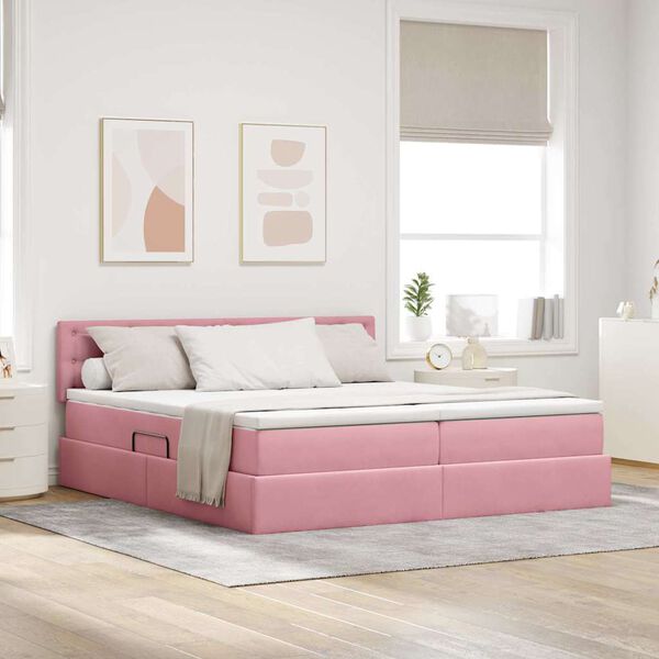 vidaXL Opslag bed met matras met hoofdeinde Roze 90 x 200 cm