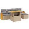 vidaXL 6-delige Loungeset met kussens poly rattan beige