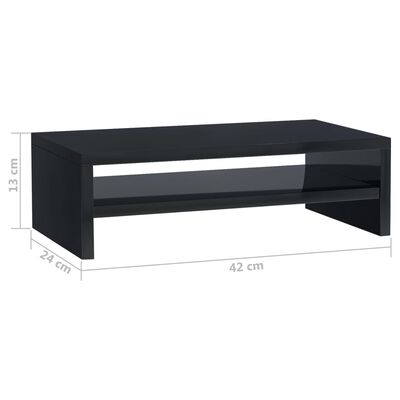 vidaXL Monitorstandaard 42x24x13 cm bewerkt hout hoogglans zwart