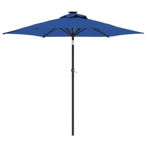 vidaXL Parasol met LED's en stalen paal 225x225x212 cm azuurblauw