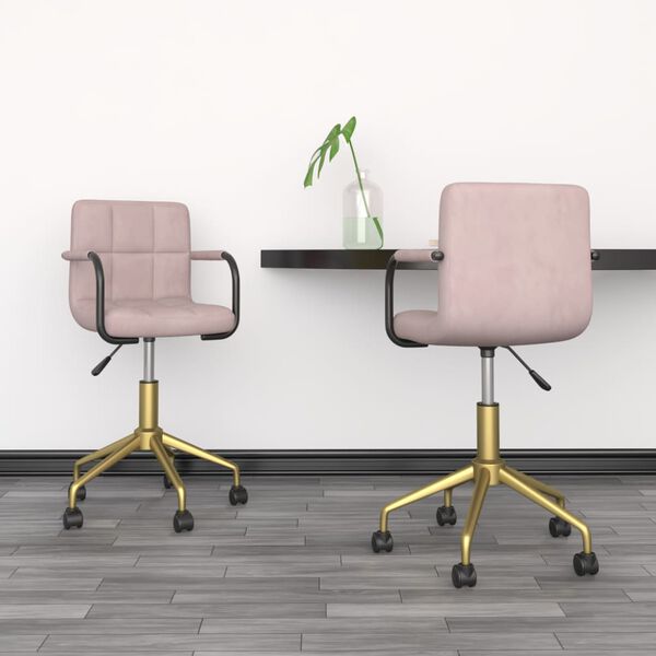 vidaXL Eetkamerstoelen draaibaar 2 st fluweel roze