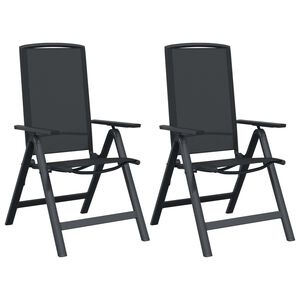 vidaXL Recliner Tuinstoelen 2 st Zwart Textileen