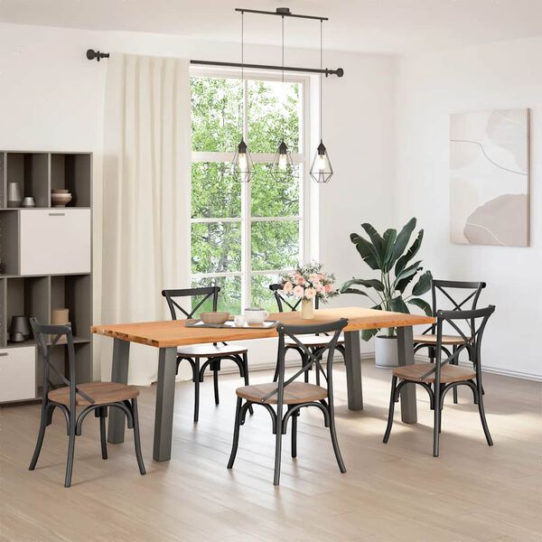 vidaXL Eettafel rechthoekig 220x90x74 cm massief eikenhout lichtbruin