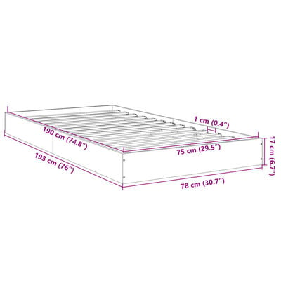 vidaXL Bedframe zonder matras hout sonoma eikenkleurig 75x190 cm