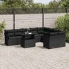 vidaXL 10-delige Loungeset met kussens poly rattan zwart