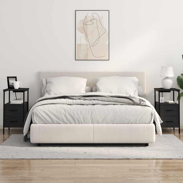 vidaXL Nachtkastje 2 pcs Zwart Eiken 30 x 48 x 61 cm Bewerkt hout