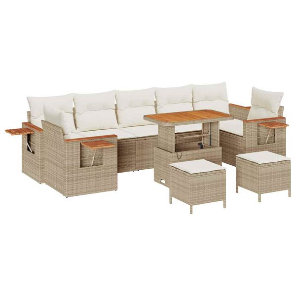 vidaXL Tuinbankenset met kussen 13 pcs Beige en Cr&egrave;me poly rattan