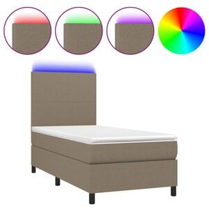 vidaXL Boxspring met matras en LED stof taupe 80x200 cm