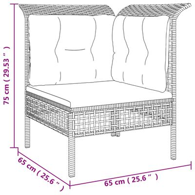 vidaXL 6-delige Loungeset met kussens poly rattan grijs