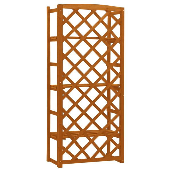 vidaXL Plantenrek met latwerk 60x30x140 cm massief vurenhout oranje