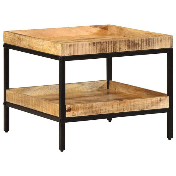 vidaXL Bijzettafel met plank Bruin 55 x 55 x 45 cm Massief Mango Hout