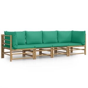 vidaXL 4-delige Loungeset met kussens bamboe groen