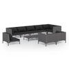 vidaXL 10-delige Loungeset met kussens poly rattan donkergrijs