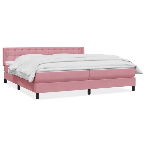 vidaXL Boxspring met matras fluweel roze 200x210 cm