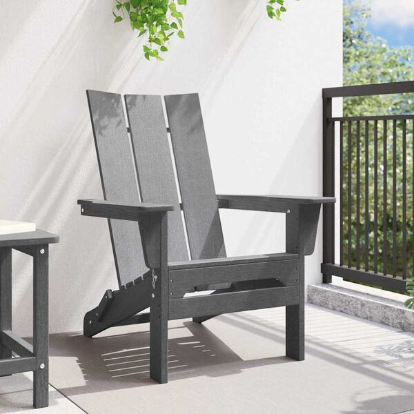 vidaXL Vouw Adirondack Stoel Lichtgrijs 80,5 x 74,5 x 92 cm HDPE