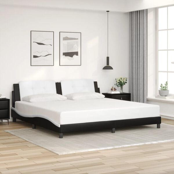 vidaXL Bedframe met LED zonder matras "Zadar" zwart en wit 200x200 cm