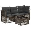 vidaXL Tuinbankenset 4 pcs Grijs poly rattan