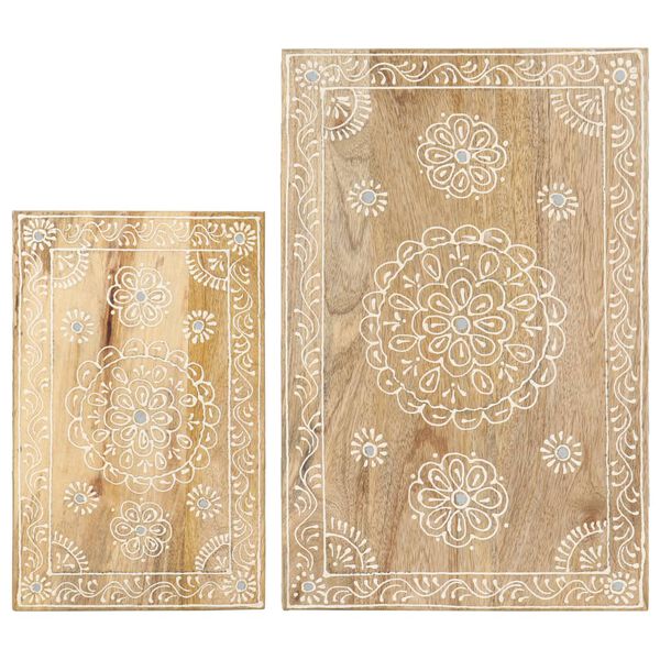 vidaXL 2-delige Bijzettafeltjesset handgeschilderd massief mangohout