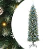 vidaXL Kunstmatige slanke kerstboom Groen en Wit 210 cm