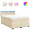 vidaXL Boxspring met matras stof cr&egrave;mekleurig 140x190 cm