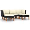 vidaXL 5-delige Loungeset met kussens poly rattan zwart
