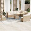 vidaXL 11-delige Tuinset met kussens poly rattan beige