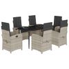 vidaXL 7-delige Tuinset met kussens poly rattan grijs