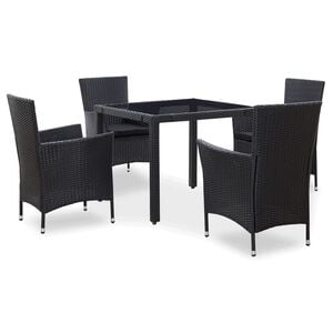 vidaXL 5-delige Tuinset poly rattan zwart