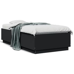 vidaXL Bedframe bewerkt hout zwart 90x190 cm