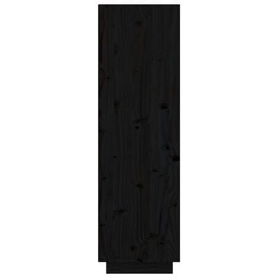 vidaXL Hoge kast 74x35x117 cm massief grenenhout zwart