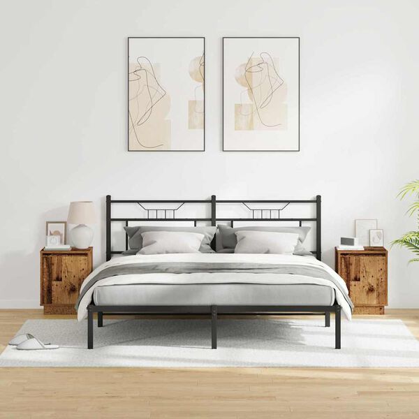 vidaXL Nachtkastje 2 pcs Oudhout 39 x 34,5 x 50 cm Bewerkt hout