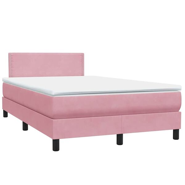 vidaXL Boxspring met matras fluweel roze 120x220 cm