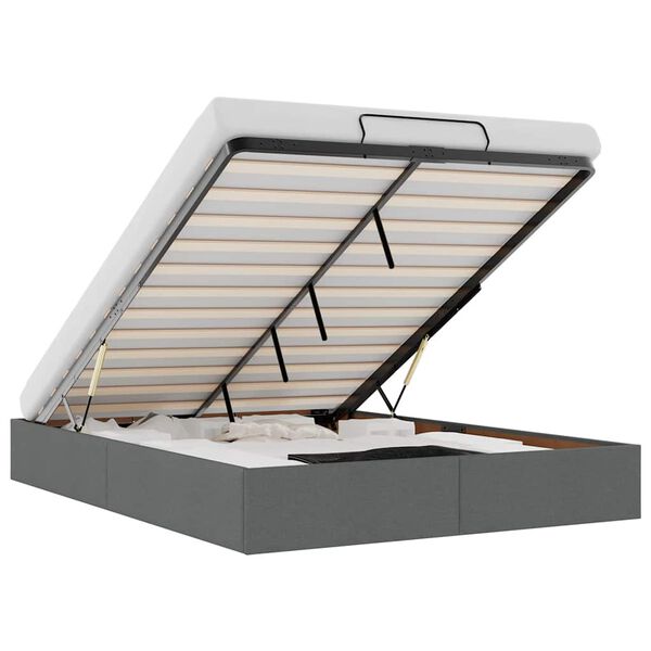 vidaXL Bedframe zonder matras 140x190 cm stof donkergrijs