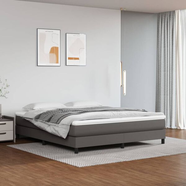 vidaXL Boxspring bed kunstleer grijs 160x200 cm