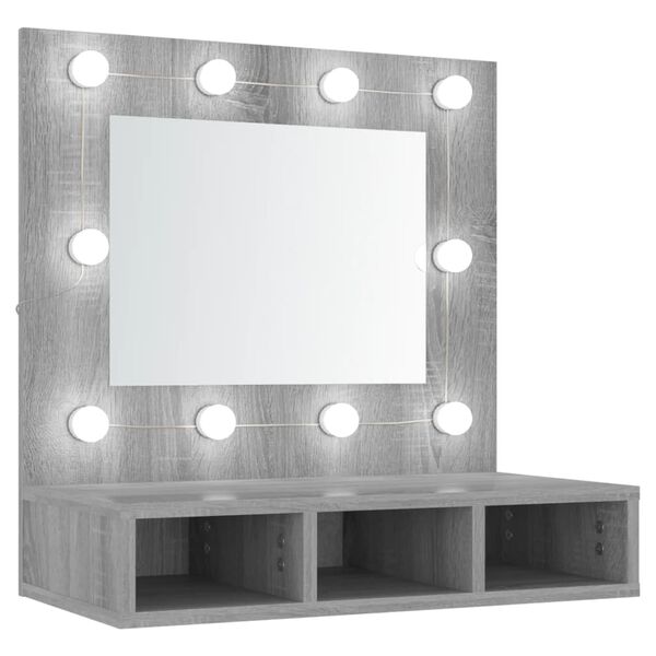 vidaXL Spiegelkast met LED-verlichting 60x31,5x62 cm grijs sonoma