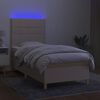 vidaXL Boxspring met matras en LED stof cr&egrave;mekleurig 100x200 cm