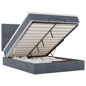 vidaXL Ottoman bed met matrassen 140x200cm fluweel donkergrijs