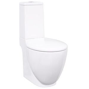 vidaXL Toilet rond afvoer onder keramiek wit