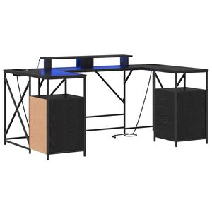 vidaXL Bureau Zwart Eiken Bewerkt hout 182 x 101 x 87,5 cm