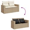 vidaXL 4-delige Loungeset met kussens poly rattan beige