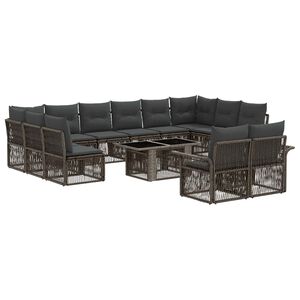 vidaXL Tuinbankenset 13 st Grijs en Donkergrijs poly rattan
