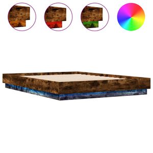 vidaXL Bedframe met LED-verlichting gerookt eikenkleurig 160x200 cm