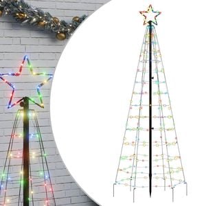 vidaXL LED-kerstboom met spikes 220 LEDs kleurrijk 180 cm