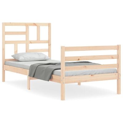 vidaXL Bedframe met hoofdbord massief hout 90x200 cm