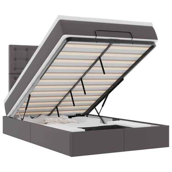 vidaXL Ottoman bed met matras 120x190 cm kunstleer grijs