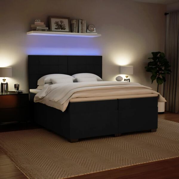 vidaXL Boxspring met matras fluweel zwart 200x200 cm