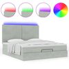 vidaXL Ottoman bed met matrassen en LED's 160x200cm fluweel lichtgrijs