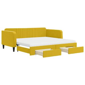 vidaXL Slaapbank met onderschuifbed en lades 100x200 cm fluweel geel