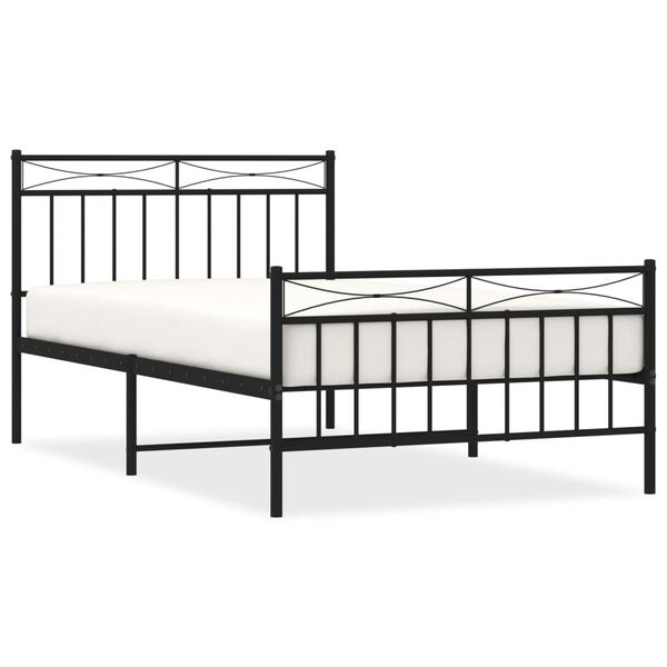 vidaXL Bedframe met hoofd- en voeteneinde metaal zwart 107x203 cm
